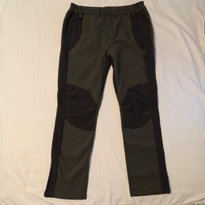 Gash Hao Mens Fleece Lined Softshell Hiking Pants Green Black 38x34